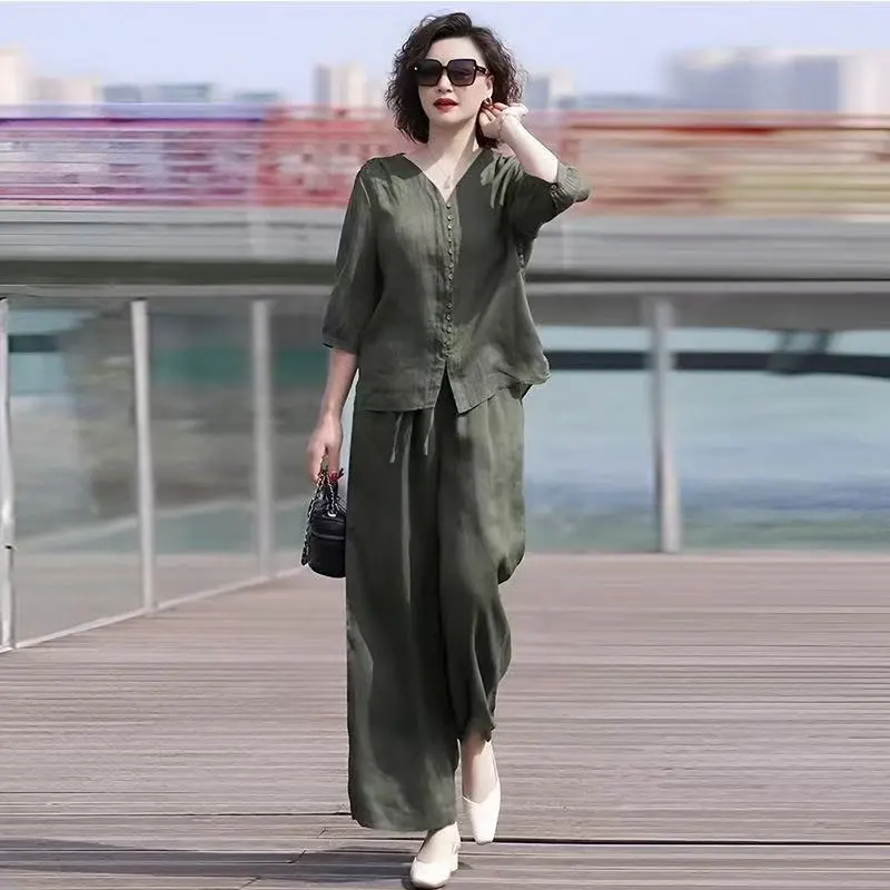 Women Fashion Over The Years - Linen Cotton Set Women's Summer Fashion