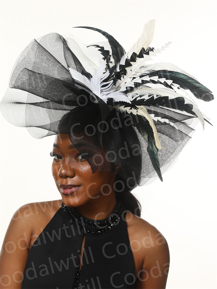 Women'S Fashion Kentucky Derby - Black And White Derby Fascinator Hat